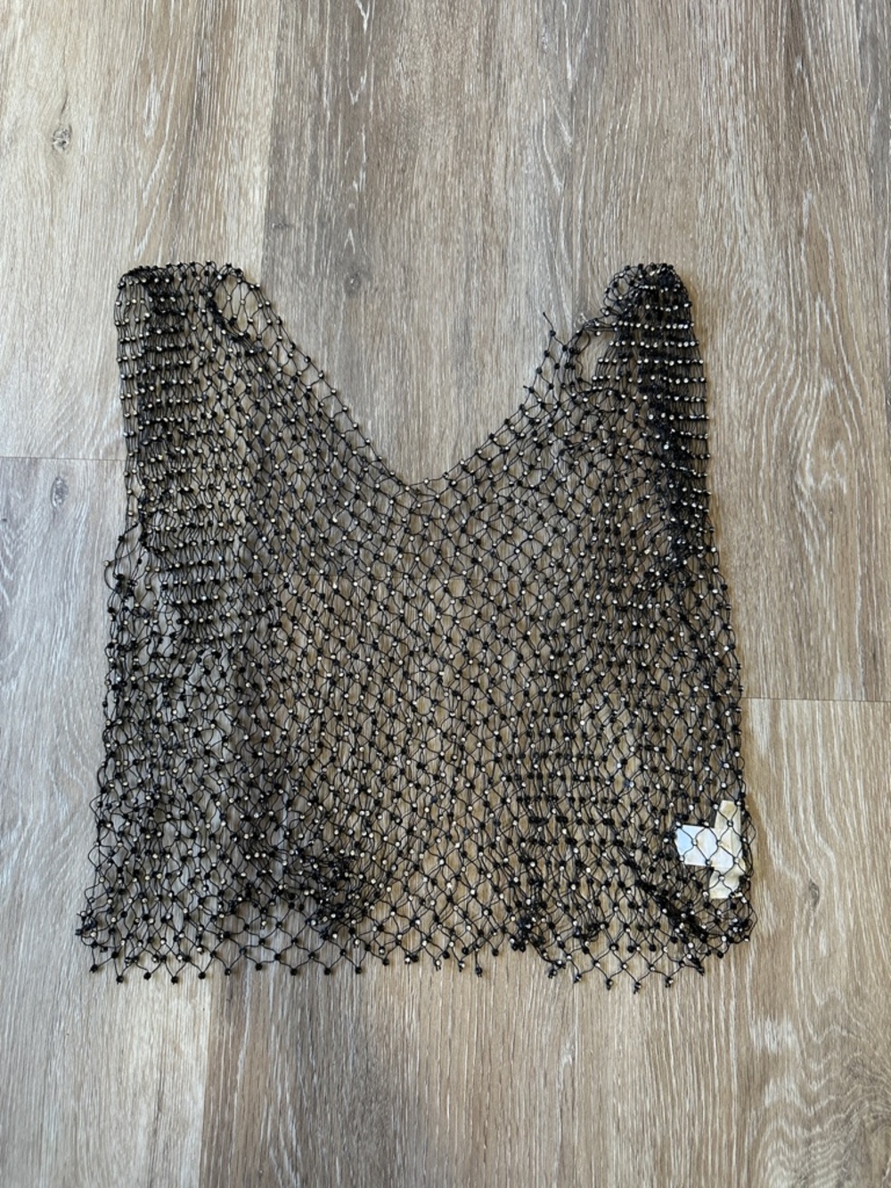 Black Beaded Mesh Camisole Shell
